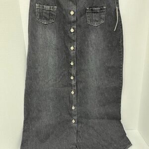 Marla Kim Women’s Black Denim Button Maxi Jean Skirt‎ Size M NWT